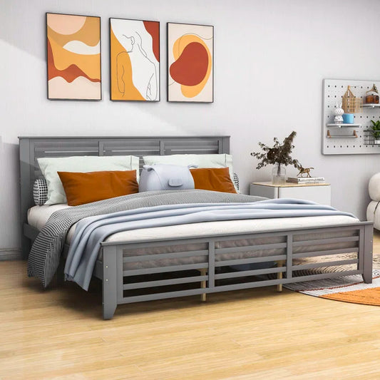 Divan Bed: Wooden Platform Bed with Headboard and Slats Support