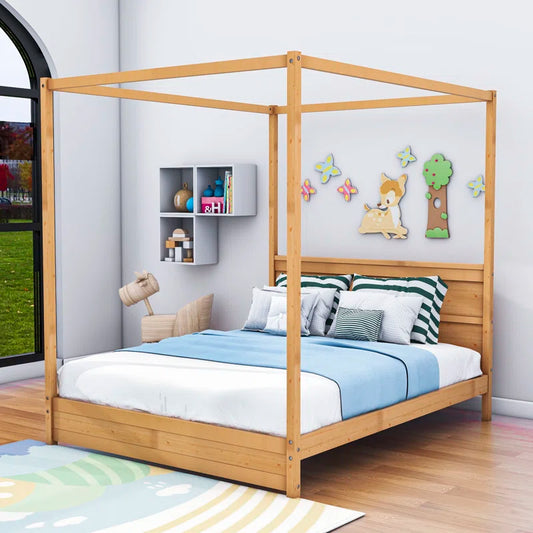 Poster Bed: Wooden Canopy Platform Bed
