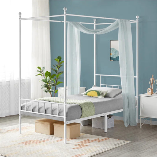 Single Bed: Metal Poster Bed