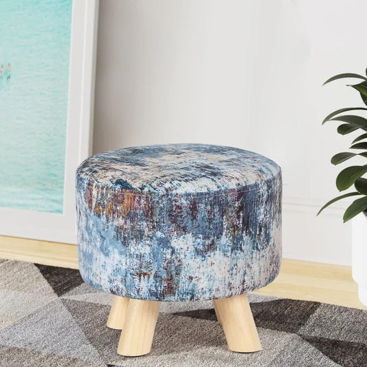 Seating Stool: 11.2'' Wide Round Abstract Storage Ottoman