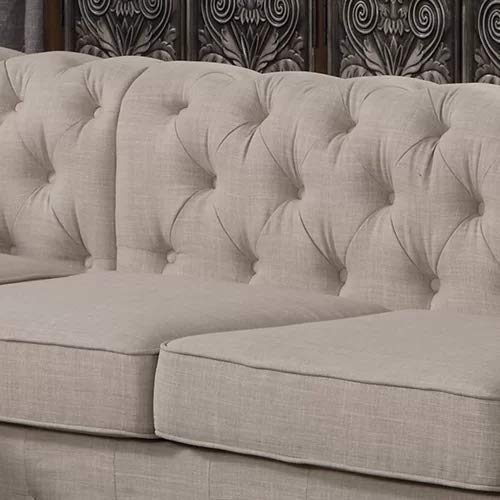 L Shape Sofa Set:- Lifestyle Chesterfield Sectional Fabric Sofa Set (Cream)