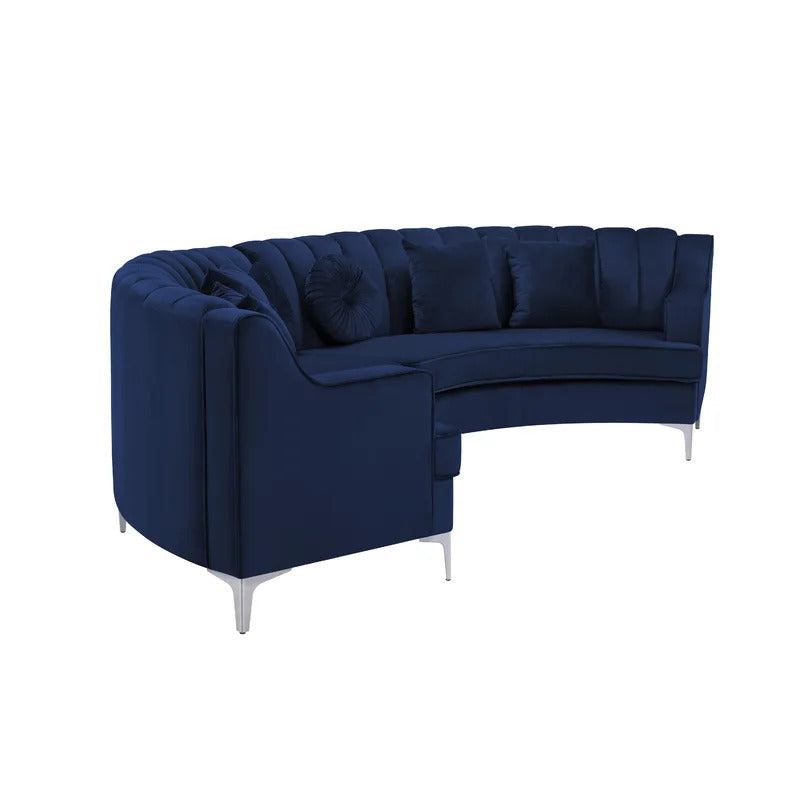 4 Seater Sofa Set: 139.7'' Velvet Square Arm Curved Sofa
