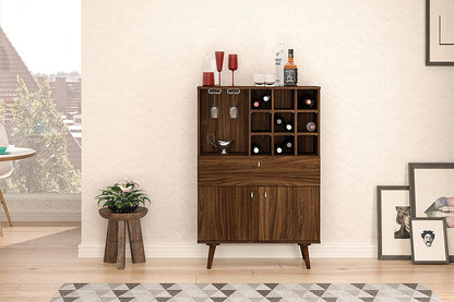 Bar Cabinet: Salamanca Bar Cabinet with 2 Doors and 1 Drawer, Dark Brown 