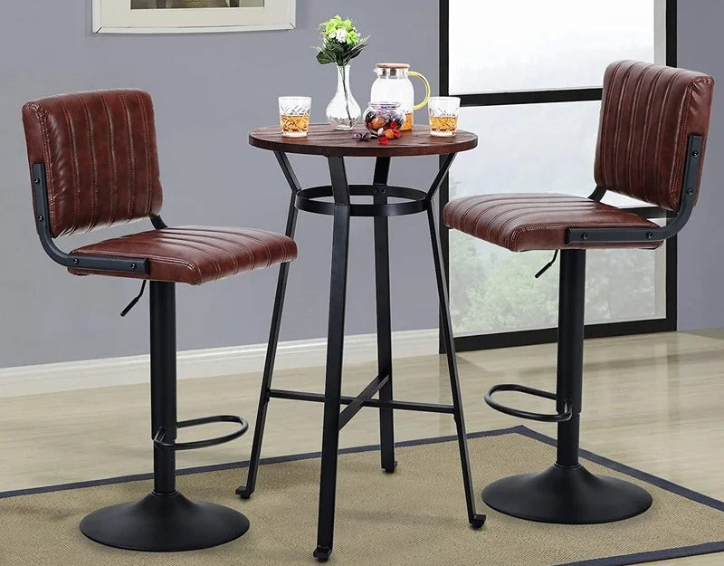 Bar Chair Kitchen Water Resistant Faux Leatherette, 300 LBS Capacity, Black