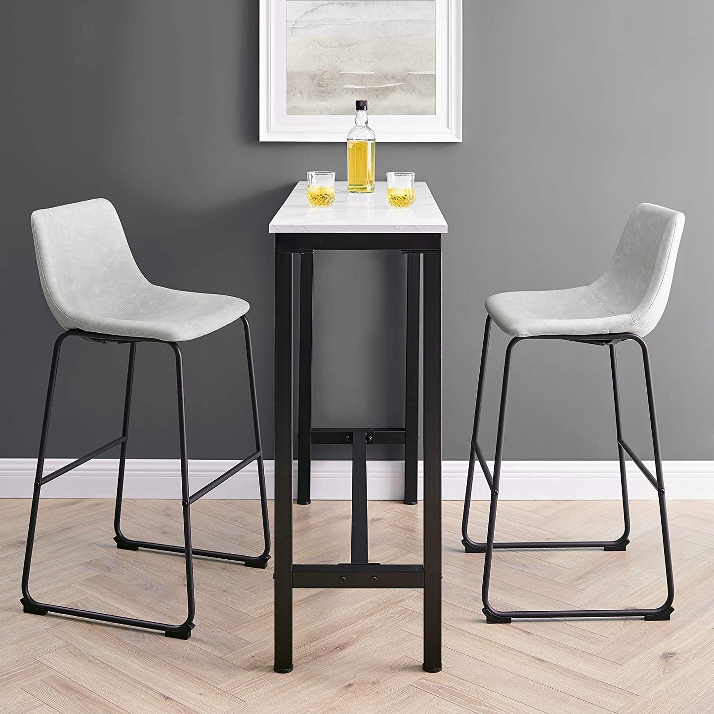 Bar Stool: Urban Industrial Faux Leatherette Armless Bar Chairs, Set of 2