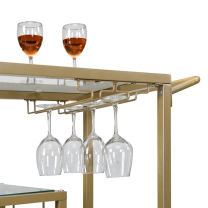 Bar Trolley : 3 Tier Glass Shelves Bar Trolley