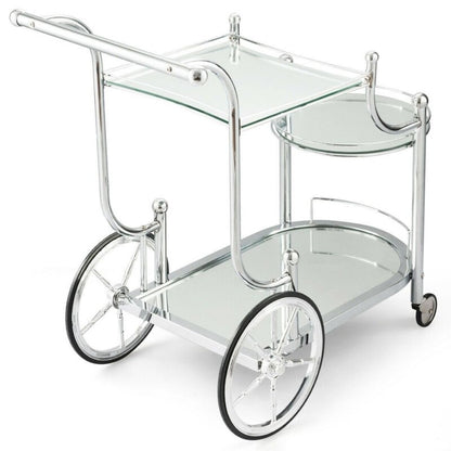 Bar Trolley: 4 Wheels Silver Bar Trolley