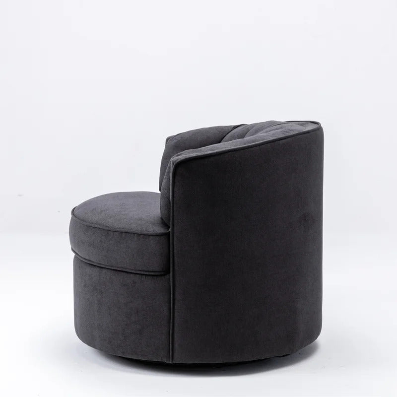 Barrel Chair: 33'' Wide Tufted Linen Barrel Chair