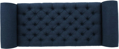 Benches Home Keiko Fabric Armed Storage Bench, Dark Blue 