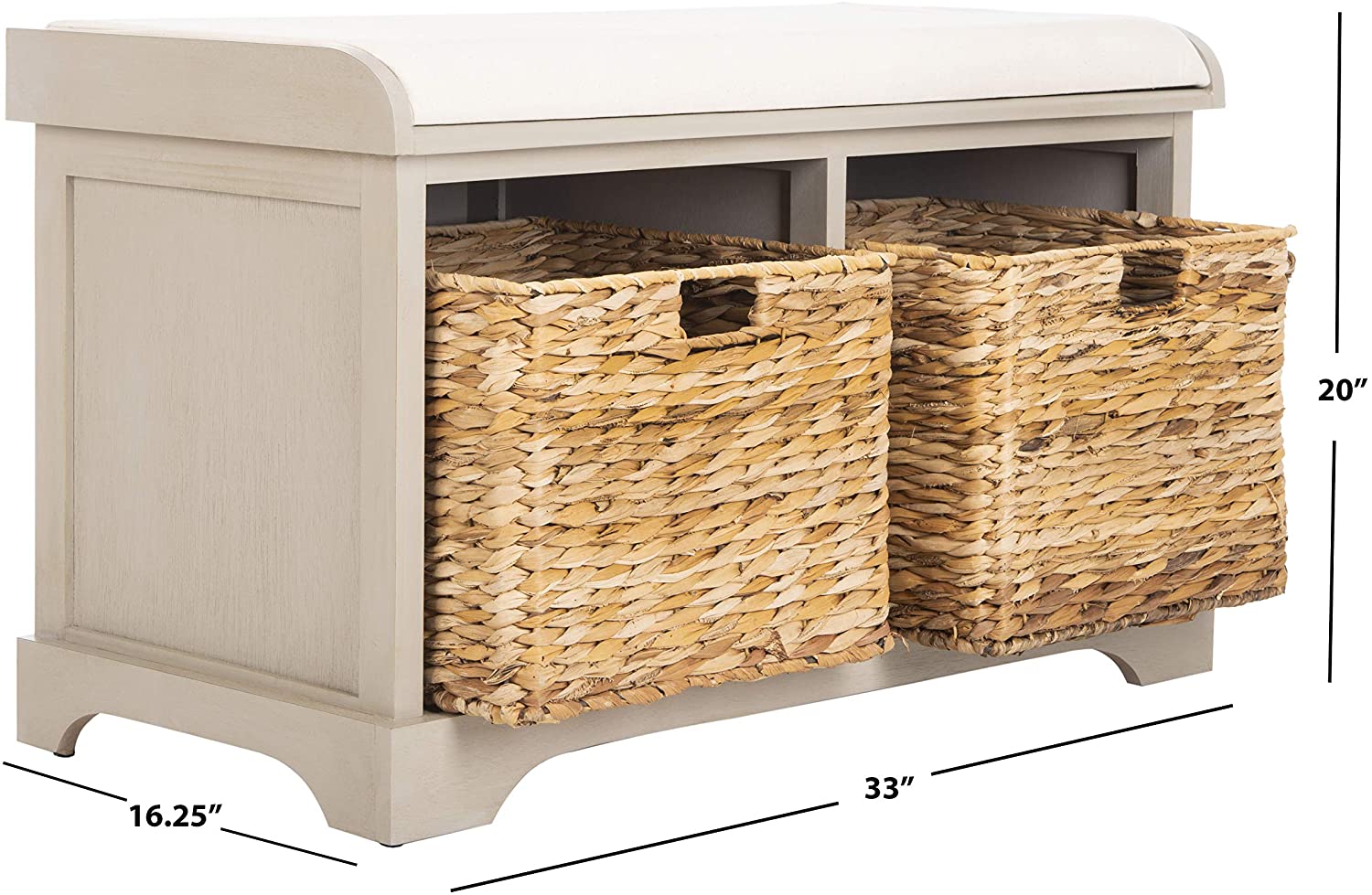 Benches Homes Collection Freddy Brown Wicker Storage Bench 