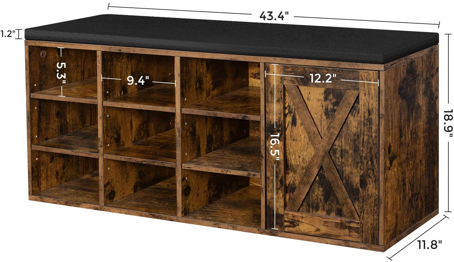 Benches : Storage Bench with Cupboard and 9 Open Compartments