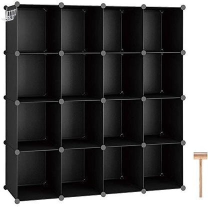 Bookshelf: 16-Cube Shelves, Plastic Modular Book Shelf 