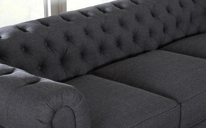 Chesterfield Sofa Set : Slate Grey Fabric 3+2 Seater