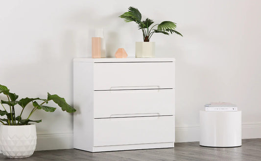 Chest of Drawers : 3 White Drawer Chest of Drawer