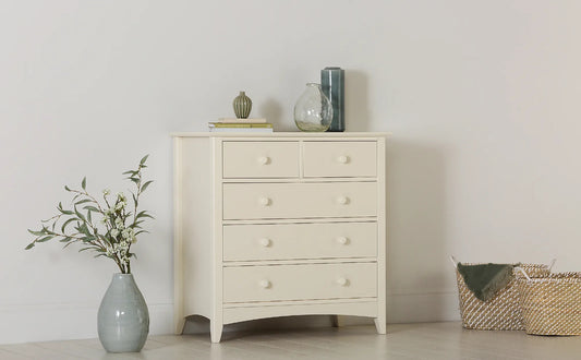 Chest of Drawers : 5 White Drawer Chest of Drawers