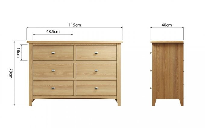 Chest of Drawers Arden Light Oak 6 Drawer Chest of Drawers