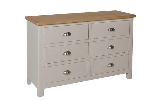 Chest of Drawers : Grey and Oak 6 Drawer Chest of Drawers