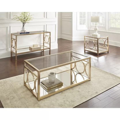 Coffee Table set: Glass 3 Piece Coffee Table Set