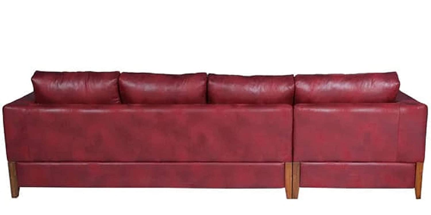 Designer Sofa Set:- Oliver L Shape 5 Seater Leatherette Luxury Furniture Sofa Set (Maroon)