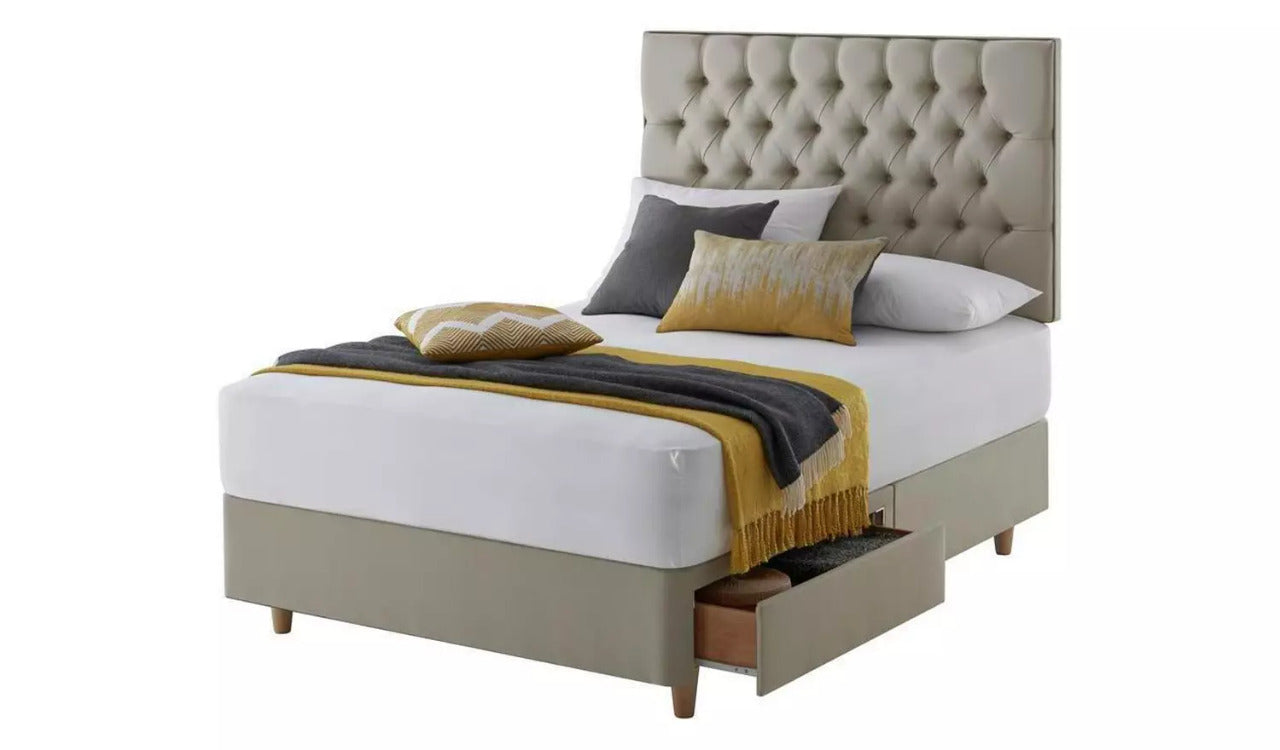 Double Bed: Sandstone 2 Drawer Double Bed
