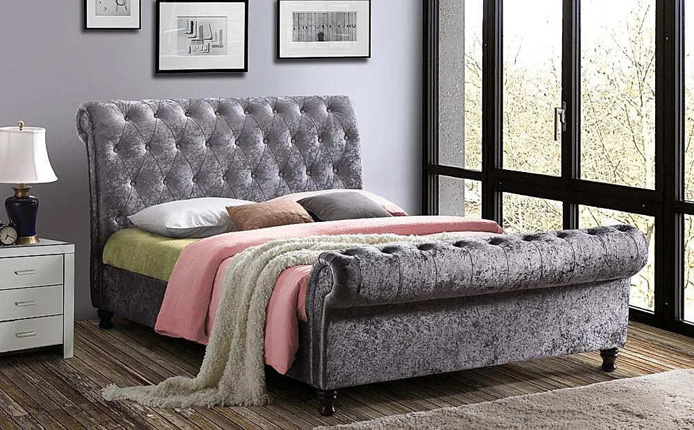 Double Bed: Modern Velvet Double Bed