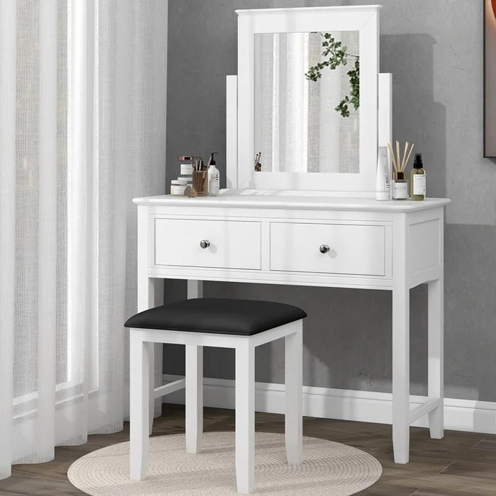 Dressing Table: Gold and White Vanity Set with Lighted Mirror & Stool – GKW  Retail