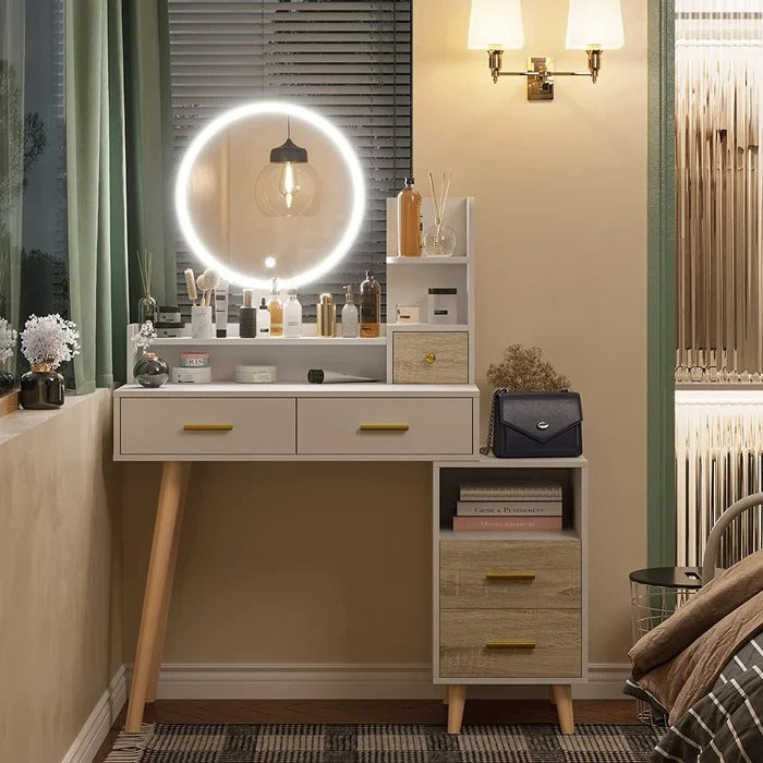 dressing table with mirror and lights