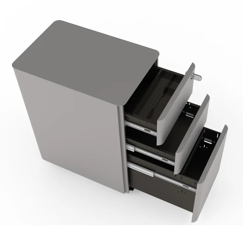 Filing Cabinet : 11.84'' Wide 3 -Drawer Mobile Steel Vertical Filing Cabinet