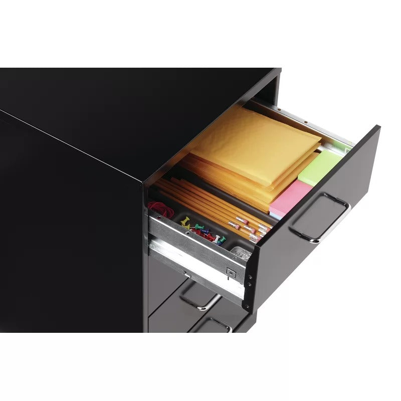 File Cabinets : 14.25'' Wide 4 -Drawer Mobile Steel Vertical Filing Cabinet
