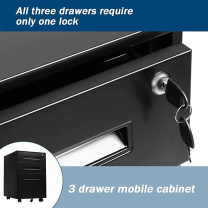 File Cabinets : 14.96'' Wide 3 -Drawer Mobile Vertical Filing Cabinet