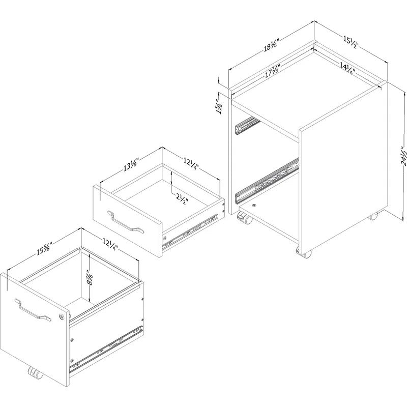Filing Cabinet : 15.5'' Wide 2 -Drawer Mobile Vertical File Cabinet