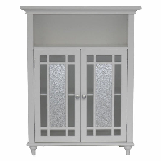 Floor Cabinets: White Bathroom Double Door Floor Cabinet