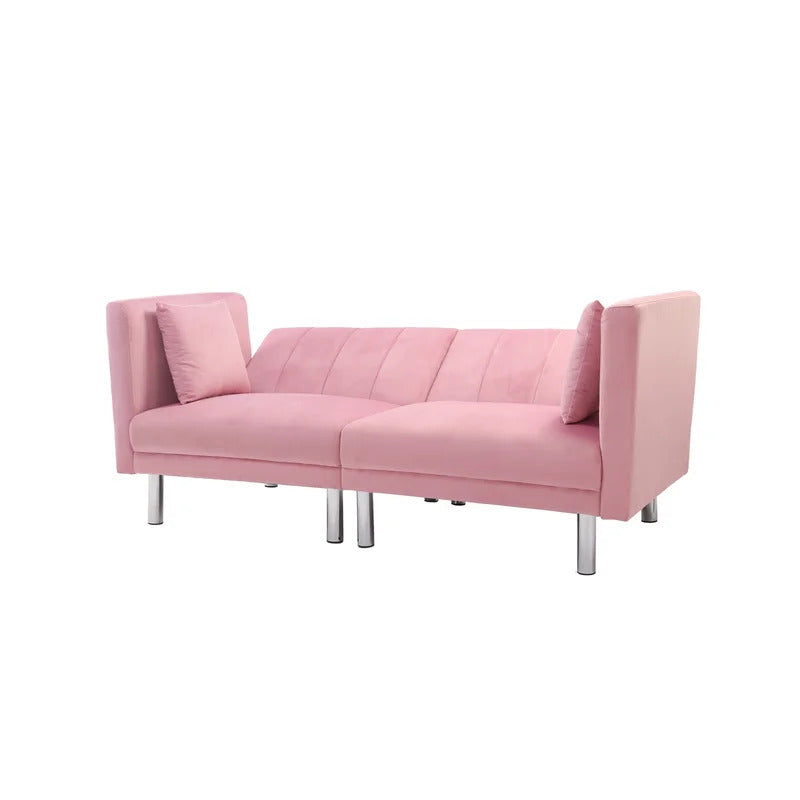 Futon: 73.2'' Wide Velvet  Convertible Sofa