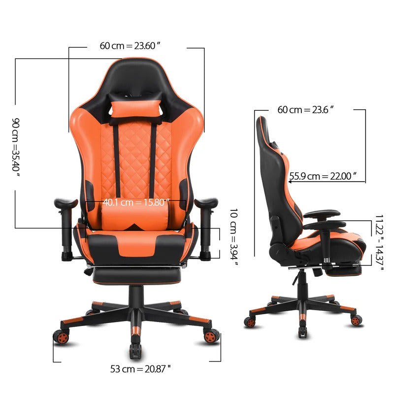 Gaming Chair: Adjustable Reclining PC & Racing Game Chair with Footrest