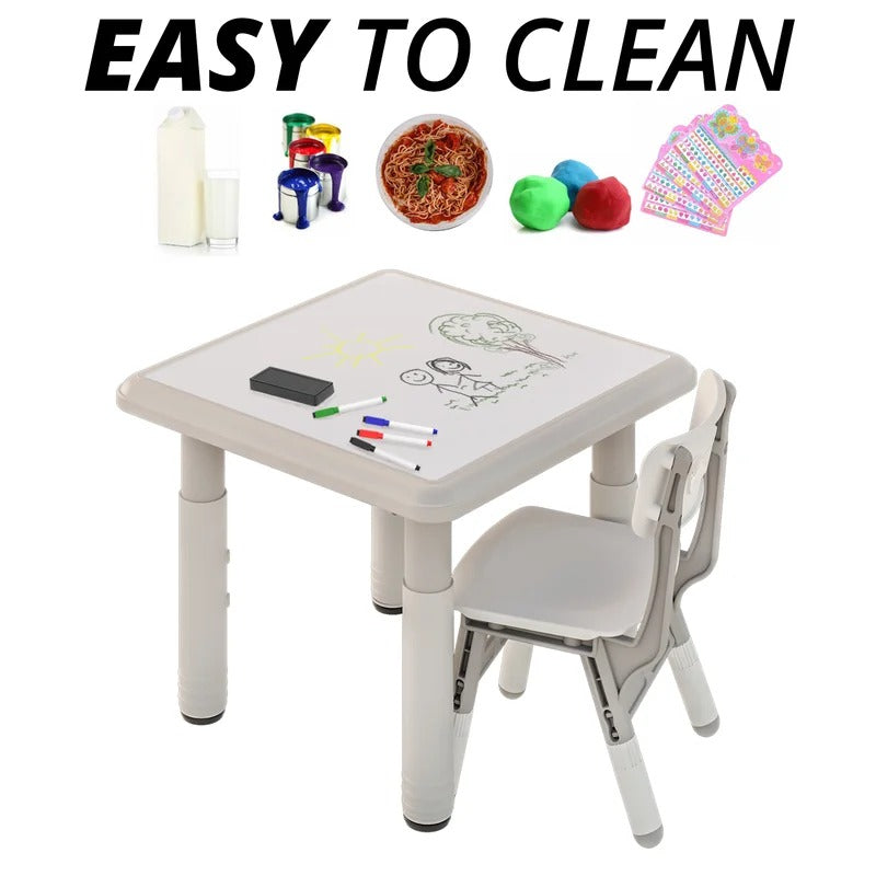 Kids Writing Table: Kids 2 Piece Square Interactive Table and Chair Set