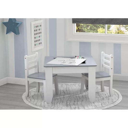 Kids Writing Table: Kids 3 Piece Square and Chair Set