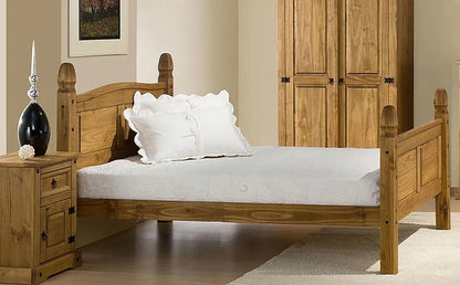 King Size Bed: Wooden King Size Double Bed with High Foot End