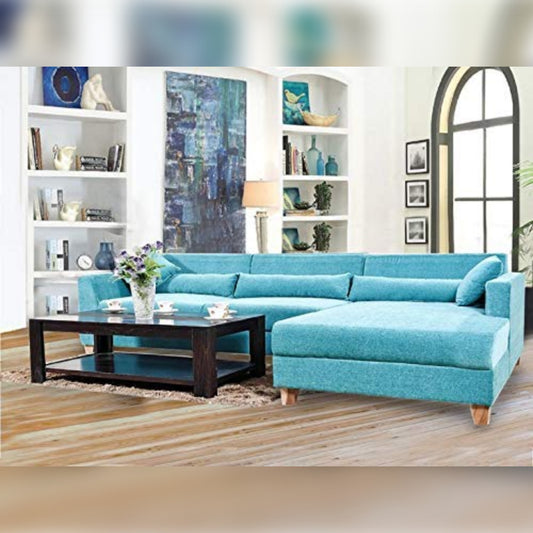 L-Shape Sofa Set  Sectional 4 Seater Fabric Sofa Set  (Blue)