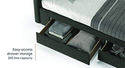 Lillyput Interio Lans King Size Charcoal Grey Upholstered Storage Bed