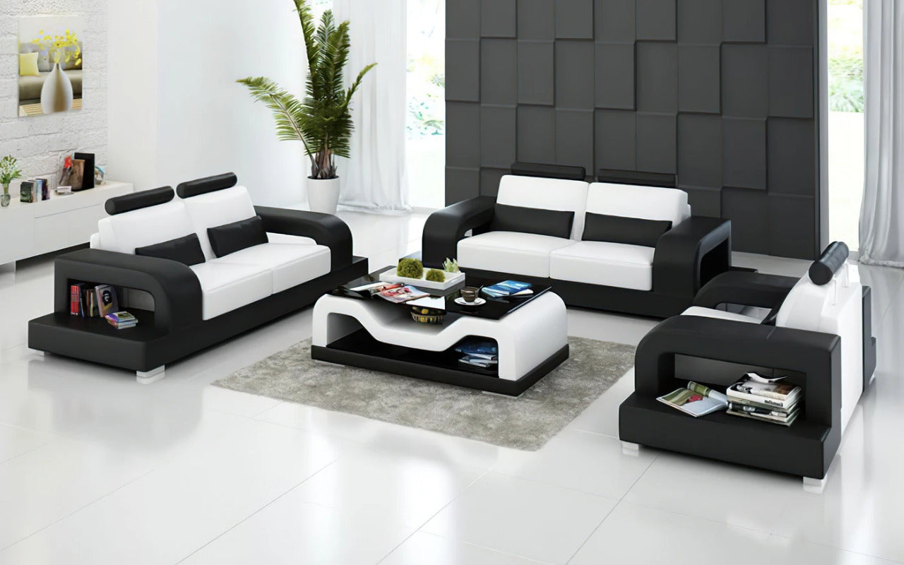 Modern Sofa Set: Leatherette 5 Seater Sofa Set