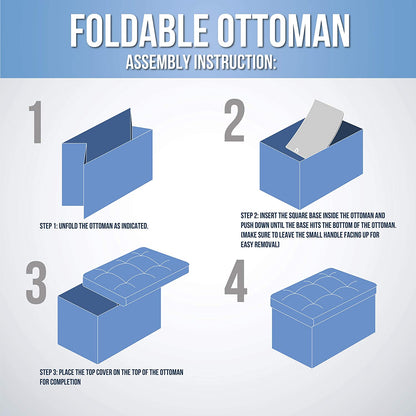 Ottomans : Foldable Tufted Linen Large Storage Ottoman