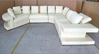 L Shape Sofa Set:-  Modern Corner Leatherette Sofa Set (Off White)