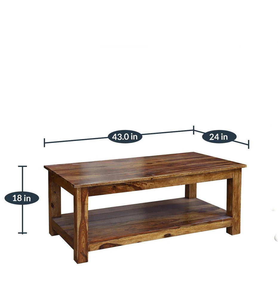 Sheesham Furniture: Solid Wood Center Table in Honey Oak Finished