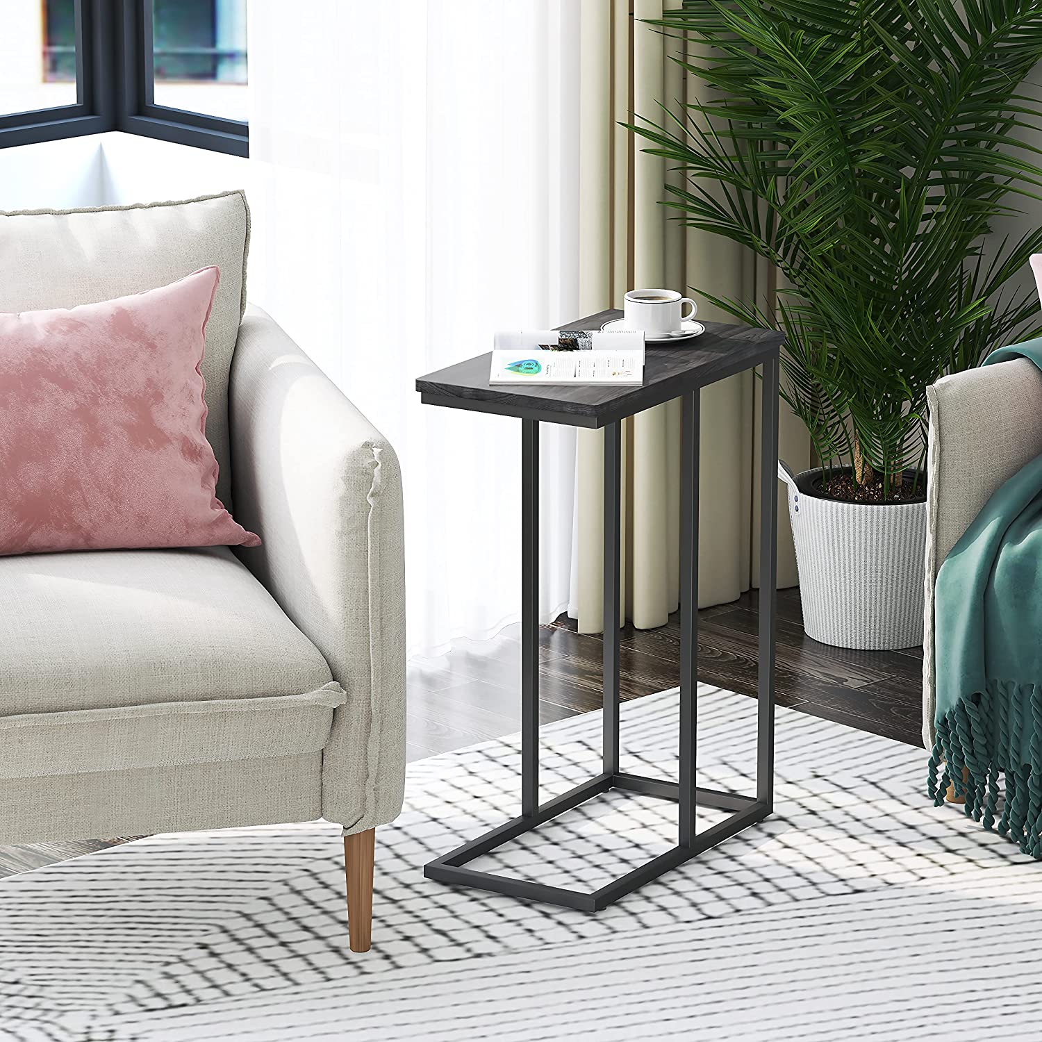 Grey c shaped store side table