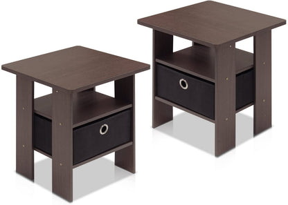 Side Tables : End Table Night Stand, Petite, Dark Brown, Set of 2