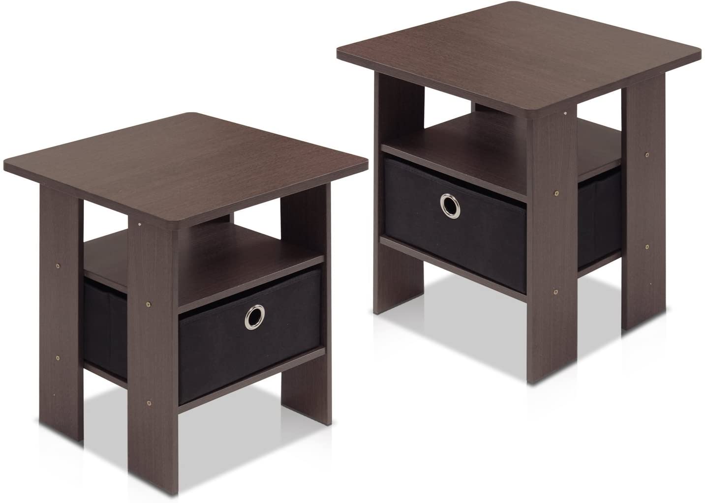 Side Tables : End Table Bedroom Night Stand, Petite, Dark Brown, Set of 2