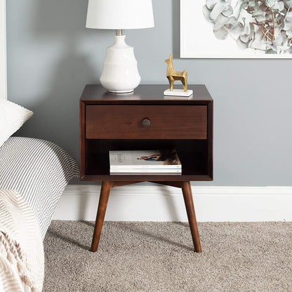 Side Tables: Wood Nightstand Side Bedroom Storage Drawer and Shelf Bedside End Table
