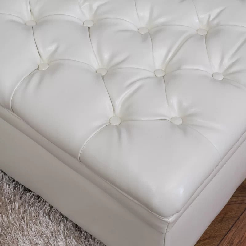 Storage Ottomans 50'' Wide Faux Leather Tufted Rectangle Storage Ottoman with Storage