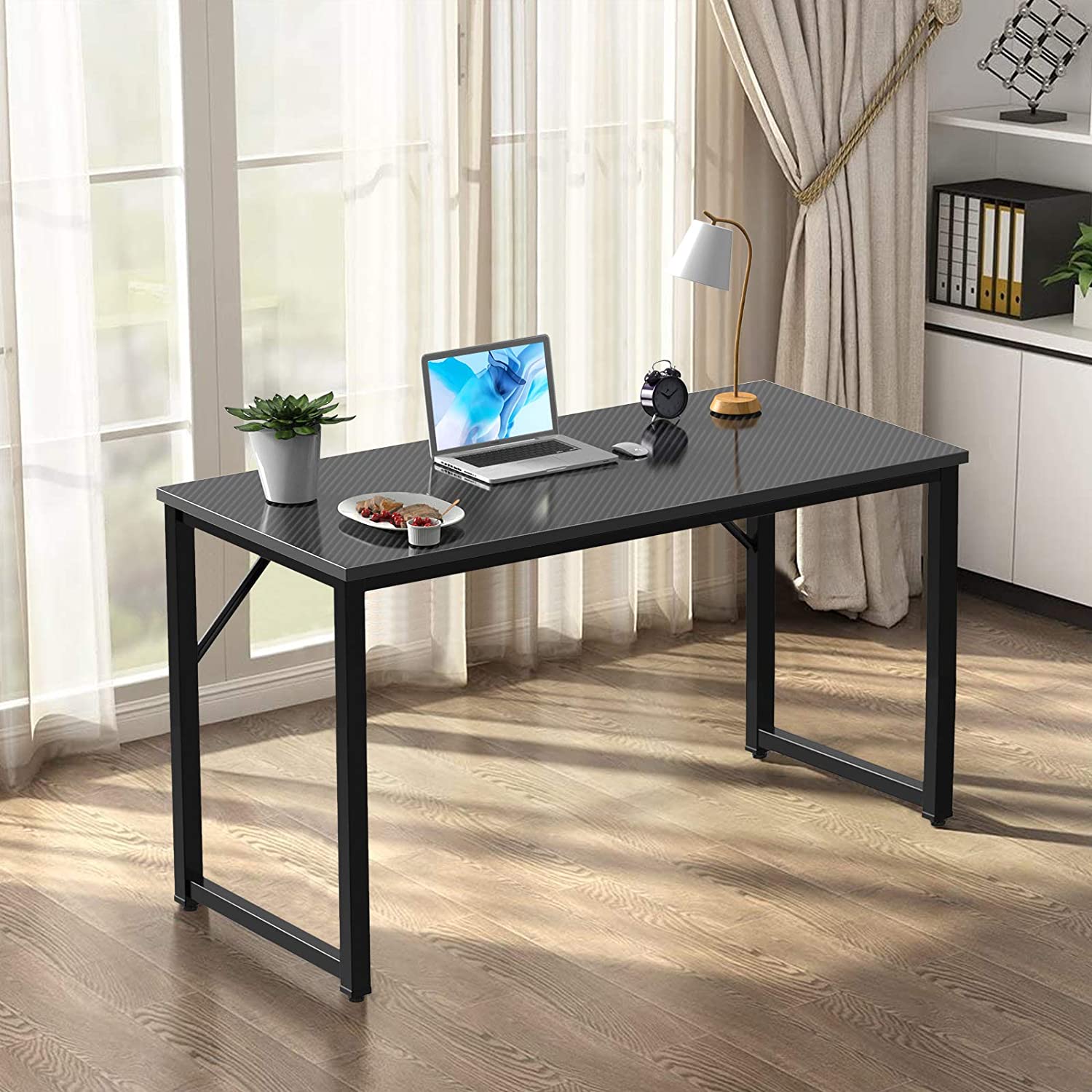 Study Table Modern Simple Style PC Desk, Black Metal Frame Small Pla –  GKW Retail