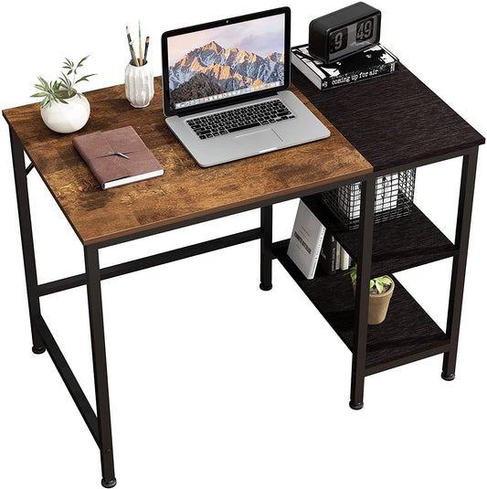 Study Table Storage Shelf,2-Tier Industrial Morden Laptop Table with Splice Board